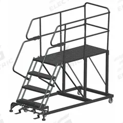 BALLYMORE Mobile Work Platform: 3.3 ft Platform Ht - Max, 24 in x 72 in, Steel, 800 lb Load Capacity (MPN SEP4-2472). Key specifications — Folding: Not Foldable; Mobility: Rolling; Brand: BALLYMORE; Color: Gray; Height Adjustability: Fixed Height; Includes Handrails: Handrails Included; Locking Mechanism: Foot-Activated Step Lock; Handrails: Includes Handrails.