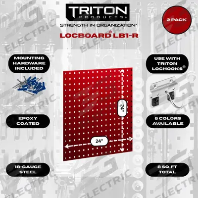 TRITON PRODUCTS Stationary Pegboard Panels: Square, 3/8 in Peg Hole Size - Round-Hole Pegboard Panels