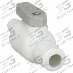 PARKER Manual Two-Way Ball Valve: 3/8 in, Polypropylene, Straight, Barb x MNPT, One-Piece, Lever (MPN PBPP6VMC6). Key specifications — Brand: PARKER; Handle: Lever.