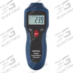 REED INSTRUMENTS Combination Tachometer: +/-0.05% RPM Accuracy, 0.1 RPM, 2 RPM Min Non-Contact RPM (MPN R7050). Key specifications — Includes: Carrying Case; Brand: REED INSTRUMENTS; Digital Display Screen Type: LCD; RPM Accuracy: +/-0.05%; RPM Resolution: 0.1 RPM; Calibration Certificate: Not Included.