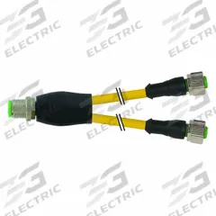 Cordset: M12 Male Straight X (2) M12 Female Straight, 4 Pins, Yellow, PUR, 3 m Cable Lg (MPN 7000-40701-0330300). Key specifications — Cable Jacket Color: Yellow; End 1 Gender: Male; End 1 Mounting Orientation: Straight; End 2 Gender: Female; End 2 Mounting Orientation: Straight; End 2 Connection Type: (2) M12; IP Rating: IP66K; Brand: MURRELEKTRONIK.