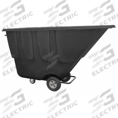 GRAINGER Tilt Truck: 27 cu ft, 600 lb, 77 in L x 33 in W x 36 in H, (1) Swivel/(2) Axle-Mounted (MPN 21VK40). Key specifications — Color: Black; Brand: GRAINGER; Caster/Wheel Configuration: (2) Axle-Mounted.