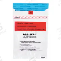 Specimen Transfer Bag: LDPE, Biohazard, 1.8 mil Thick, Clear, 18 in Overall Ht, Non-Sterile, 500 PK (MPN LABA1318B). Key specifications — Brand: LK PACKAGING; Closure Type: Adhesive; Product Type: Specimen Transfer Bag; Manufacturer Part Number: LABA1318B; Color: Clear; Display Sell UOM: PK; Legend: Biohazard.