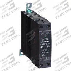 CRYDOM Solid State Relay: DIN-Rail Mounted, 20 A Max Output Current, SCR, AC Output (MPN CKRA2420). Key specifications — Brand: CRYDOM; Current Type: AC; Electrical Connection: Box Clamp; Finger Safe: Yes; Input Current: 5 mA at 240 Vrms; Maximum Output Current without Heat Sink: 20 A; Mounting Style: DIN Rail; Output Voltage: 24 to 280V AC.