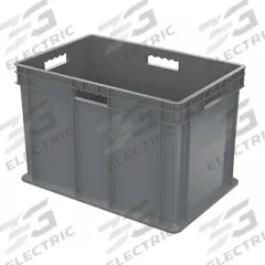 AKRO-MILS Straight Wall Tote: 26.6 gal, 23 3/4 in x 15 3/4 in x 16 1/8 in, Stacking Capable, Gray (MPN 37686GREY). Key specifications — Material: Plastic; Stackable: Stacking Capable; Brand: AKRO-MILS.
