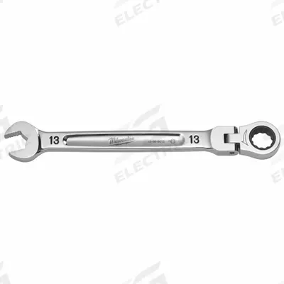 MILWAUKEE Combination Wrench: Chrome Vanadium Steel, Chrome, 13 mm Head Size - Metric 12-Point Ratcheting Combination Wrenches