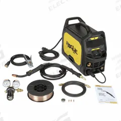 ESAB MIG Welder: Rogue EM 140, MIG Pack (MPN 0700301082). Key specifications — Input Voltage (Nominal) (Merch - Table Column, Filters): 120V; Max. Wire Diameter: 0.035 in (Solid).