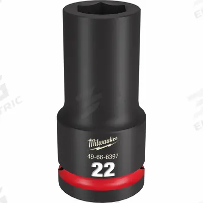 MILWAUKEE Deep Impact Socket: 3/4 in Drive Size, Metric, 22 mm Socket Size, 6-Point - 3/4" Drive Impact Sockets