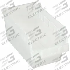 AKRO-MILS Shelf Bin: 11 5/8 in Overall Lg, 6 5/8 in x 6 in, Clear, Nesting Capable, Not Hangable (MPN 30090SCLAR). Key specifications — attr1179622: AKRO-MILS; attr1179611: 0%; attr1179616: 30090SCLAR; attr1179624: Dividers Not Included; attr1249172: Not Electrostatic Discharge Conductive.