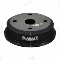 DEWALT Knockout Die: 10 ga Sheet Metal Capacity (Steel), 4 in Nominal Size, Round, DCE600400D. Key specifications — attr63418: DCE600400D; attr63421: DEWALT; attr63425: No; attr63427: Hydraulic Knockout Tool; attr63430: Steel.