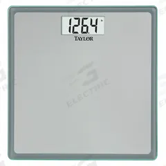 TAYLOR Bathroom Scale: Digital, kg/lb, 11 7/8 in Weighing Surface Wd, 11 7/8 in Weighing Surface Dp (MPN 7558410210). Key specifications — Brand: TAYLOR; Weighing Units: kg; IP Rating: Not IP Rated; Indicator Attachment: Integrated; Includes: Batteries; Readability: 0.09 kg/0.2 lb.