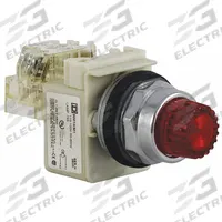 SCHNEIDER Illuminated Push Button: Illuminated, Extended Profile, Metallic, 30 mm, 1NO/1NC (MPN 9001K2L1RH13). Key specifications — Brand: SCHNEIDER; Action: Momentary; Series: 9001K; Terminal Connection: Pressure Plate; Push Button Material Type: Metallic.