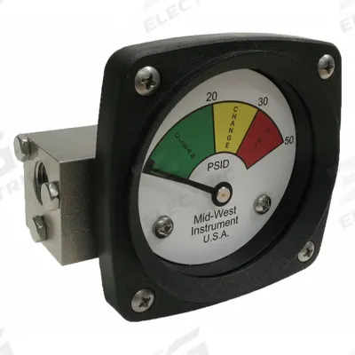 MIDWEST INSTRUMENT 3-Color Differential Pressure Indicator: 1,000 psig Max - Differential Pressure Indicators