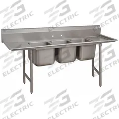 ADVANCE TABCO Scullery Sink: 3 Bowls, 42 in Overall Ht, 127 in Overall Lg, 31 in Overall Wd (MPN 9-43-72-24RL). Key specifications — Brand: ADVANCE TABCO.