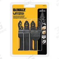 DEWALT Oscillating Tool Blade Set: 3 Blades, Semi-Circular, Universal Open-Back Connection (MPN DWA4215). Key specifications — attr1140173: (1) DWA4217 Scraper Blade; attr1097629: DEWALT; attr1097591: Rockwell.