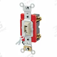 LEVITON Wall Switch: Toggle Switch, Single Pole, Maintained, Ivory, 120/277V AC, 20 A (MPN 1221-2IL). Key specifications — Illuminated: No; Voltage Rating: 120/277V AC.
