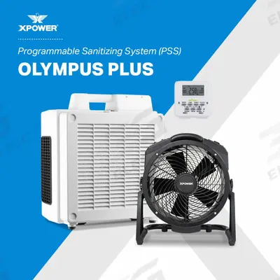 XPOWER Air Scrubber: ABS, Activated Carbon Adsorption/Ionization/Particulate Filtration - Impact-Resistant Plastic Negative Air Machines