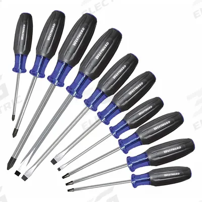 WESTWARD Magnetized Tip Screwdriver Set: 1-10 Pieces, 10 Pieces - General Purpose Screwdriver Sets