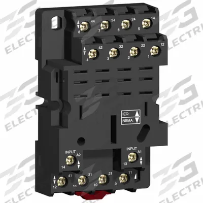SCHNEIDER Relay Socket: 16 A Rating, DIN-Rail & Surface Socket Mounting, 14 Pins - DIN-Rail Mounted Sockets