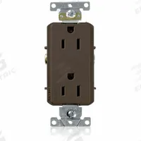 LEVITON Receptacle: Decorator Duplex, 5-15, Brown, 125V AC, 15 A, 2 Pole / 3 Wire (MPN 16242)