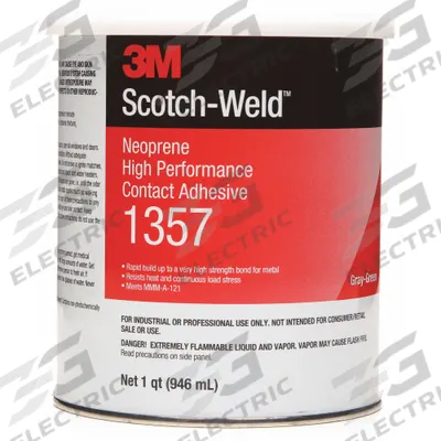 3M Contact Cement: 1357, Gen Purpose, 1 qt, Can, Gray/Green - General Purpose Contact Adhesives