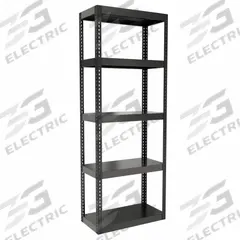 HALLOWELL Boltless Shelving: Standalone, Extra-Heavy-Duty, 36 in x 18 in, 96 in Overall Ht, Steel (MPN HCR361896-5ME). Key specifications — Finish: Powder Coated; Maximum Post Load Capacity: 6,000 lb with Beams Evenly Spaced at 21 in; Decking Material: Steel; Color: Black; Beam Profile: Angle; Brand: HALLOWELL; Side Panel: Open.