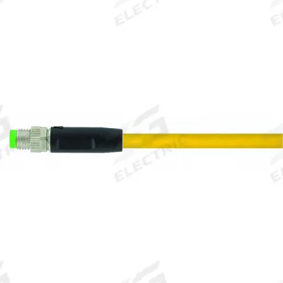 MURRELEKTRONIK Cordset: M8 Male Straight X Bare Wire, 3 Pins, Yellow, PVC, 2 m Cable Lg - Single-Ended Cordsets with PVC Jacket for Flexing Applications