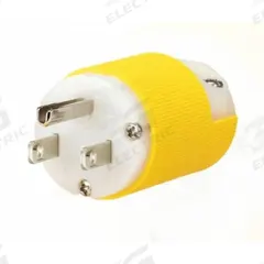 HUBBELL Straight Blade Plug: 5-15P, 125V AC, 15 A, 2 Pole, 3 Blade, White/Yellow (MPN HBL52CM66CST)
