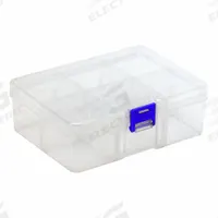 QUANTUM STORAGE SYSTEMS Compartment Storage Box: 6 3/4 in x 4 3/4 in x 2 1/4 in, Clear, Single Latch (MPN QB300). Key specifications — Color: Clear; Brand: QUANTUM STORAGE SYSTEMS; Material: Plastic.