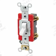 LEVITON Wall Switch: Toggle Switch, Single Pole, Maintained, White, 120/277V AC, 20 A (MPN 1221-2W). Key specifications — Illuminated: No; Voltage Rating: 120/277V AC.