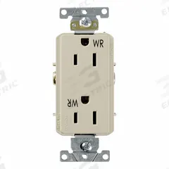 LEVITON Plugs and Receptacles: Duplex, 5-15, Ivory, 125V AC, 15 A, 2 Pole / 3 Wire (MPN WDR15-I)