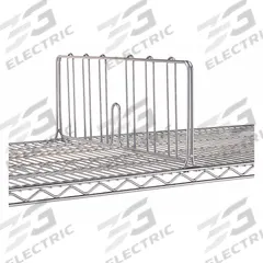 INSTOCK Wire Shelf Dividers: 1 in x 24 in x 8 in, Stainless Steel (MPN GRJDD24C). Key specifications — Material: Stainless Steel; Color: Silver; Finish: Stainless Steel; Brand: INSTOCK; Ledge Size: 24 in.