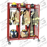 GROVES Turnout Gear Storage Rack: Mobile, 1 Sides, 3 Compartments, Steel, Red, 76 in Lg (MPN RMSS-3/24). Key specifications — Material: Steel; Brand: GROVES; Color: Red.