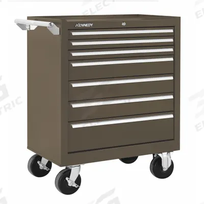 KENNEDY Rolling Tool Cabinet: Brown / Brown Drawer, 27 in W x 18 in D x 35 in H - Heavy-Duty Rolling Tool Cabinets