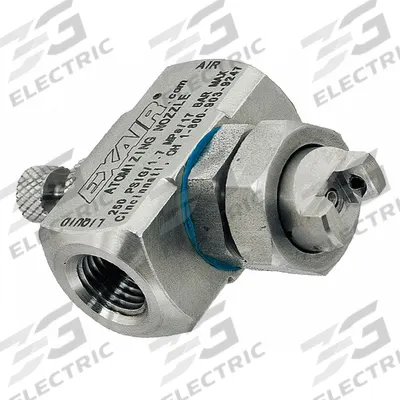 EXAIR Atomizing Spray Nozzle: Pressure, 3.8 scfm, Wide Angle Flat, 1/4 in FNPT - External Mix Air-Atomizing Spray Nozzles