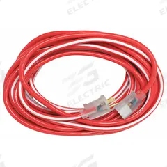 SOUTHWIRE Extension Cord: Outdoor Use, 50 ft Lg, Outlet, 5-15P, 12/3, SJTW, Red/White, 15 A Current (MPN 2548SW0041). Key specifications — Brand: SOUTHWIRE; Temperature Rating: -40° to 140°F; NEMA Plug Configuration: 5-15P.
