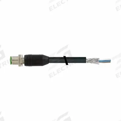 MURRELEKTRONIK Cordset: M12 Male Straight X Bare Wire, 8 Pins, Black, PUR, 3 m Cable Lg - Single-Ended Cordsets with PUR Jacket for Twisting Applications