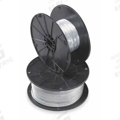 B-LINE BY EATON Wire Rope: Galvanized Steel, 7 x 7, 184 lb Working Load Limit - Galvanized-Steel Wire Rope