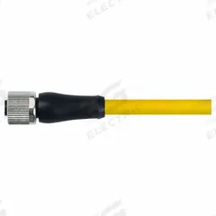 Cordset: M12 Female Straight X Bare Wire, 4 Pins, Yellow, TPE, 5 m Cable Lg, 12 A Max Current (A) (MPN 7700-P4121-U0N0500). Key specifications — Cable Jacket Color: Yellow; End 1 Gender: Female; End 1 Mounting Orientation: Straight; End 2 Connection Type: Bare Wire; IP Rating: IP65; Brand: MURRELEKTRONIK; Wire Size: 14 AWG; Cable Jacket Material: TPE.