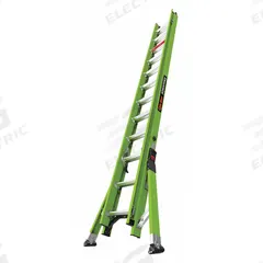 LITTLE GIANT Extension Ladder: 24 ft Ladder Size, Fiberglass, 375 lb Load Capacity, 52 lb Wt (MPN 17224). Key specifications — attr1049495: Green; attr1049493: LITTLE GIANT; attr1049496: Outriggers; attr1049511: Fixed.