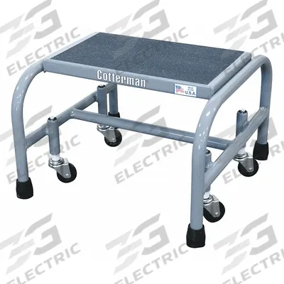 COTTERMAN Step Stool: 12 in Overall Ht, 450 lb Load Cap, 1 Steps, Steel - Rolling Step Stools