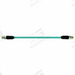 MURRELEKTRONIK Cordset: Cat6, M12 Male Straight x M12 Male Straight, 2 m Lg, TPE, Turquoise, X, IP67 (MPN 7700-51001-S4X0200). Key specifications — Brand: MURRELEKTRONIK; Cable Jacket Color: Turquoise; End 1 Coding: X; End 2 Coding: X; IP Rating: IP67; Performance Category: Cat6.