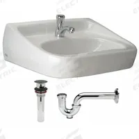 ZURN Bathroom Sink: Z5350 Std Lavatories, White, Vitreous China, Sensor, 19 1/2 in Overall Lg (MPN Z5351.861.1.07.00.00). Key specifications — Series: Z5350 Standard Lavatories; Includes: Faucet; Color: White; Brand: ZURN; Sink Type: Bathroom; Material: Vitreous China; Sink Material: Ceramic.