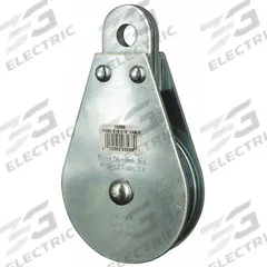 APPROVED VENDOR Pulley Block: Fixed, Upright Mount, Pulling, 1,550 lb Working Load Limit, Wire Rope (MPN 4JX82). Key specifications — Product Type: Pulley Block; Brand: APPROVED VENDOR; Compatible Rope Type: Wire Rope; Pulley Type: Fixed; Attachment Type: Fixed Eye; Operation: Pulling; Bearing Type: Sleeve; Finish: Zinc.