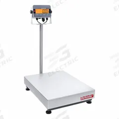 OHAUS Industrial Bench Scale: 19 3/4 in x 25 5/8 in, IP65/IP66, Column-Mounted, Stainless Steel (MPN i-D33XW300B1X2 AM). Key specifications — Connection Ports: Ethernet; Readability: 0.1 lb/50 g; Brand: OHAUS; Weighing Surface Material: Stainless Steel.