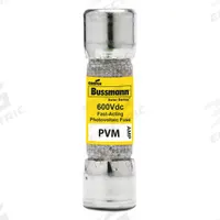 Solar Fuse: PVM Series, Fast-Acting, 12 A, 600 V DC (MPN PVM-12). Key specifications — Series: PVM; Brand: BUSSMANN.