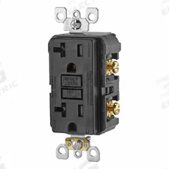 LEVITON Receptacle: Decorator Duplex, 5-20, Black, 125V AC, 20 A, 2 Pole / 3 Wire (MPN AFTR2-E)