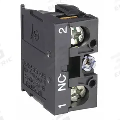 SCHNEIDER Contact Block: 22 mm Panel Mounting Size, 1NC, Momentary, XACA/XB4/XB5 Series (MPN ZB2BE102). Key specifications — Switch Action: Momentary; Terminal Connection Type: Screw Clamp Terminals; Brand: SCHNEIDER; Compatible with Series: XACA.