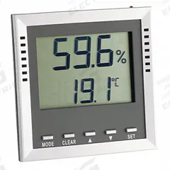 THERMCO Hygrometer: 0%to 99% Humidity Range, Humidity/Temp, Built-In (MPN ACCDTA100). Key specifications — Primary Scale: Humidity/Temperature; Secondary Scale: Humidity/Temperature; Display Type: Digital; Brand: THERMCO.