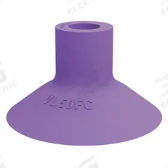 PIAB Vacuum Pad: Plain Pad without Adapter, 50 mm Pad Dia, Thermoplastic Elastomer, Purple, 60A (MPN VL50FC). Key specifications — attr1019194: VL50FC; attr1019196: PIAB; attr1019197: 60A.